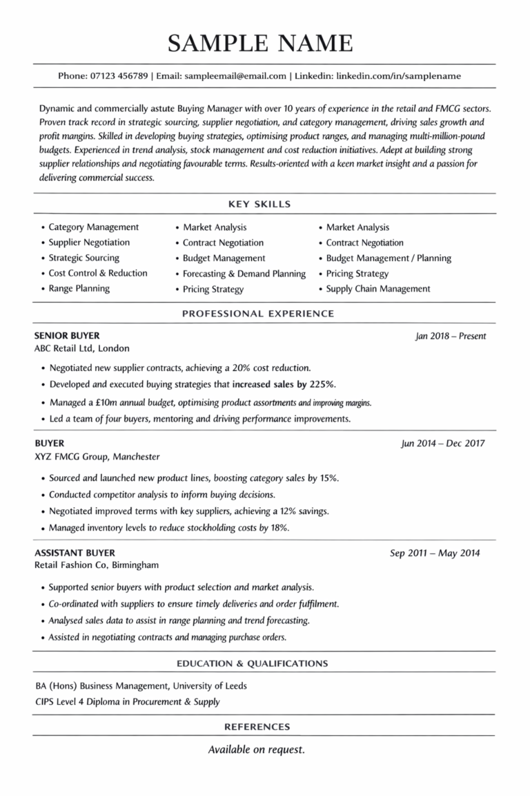 Buying CV Sample